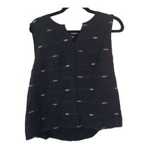 Eileen Fisher Round Split Neck Mixed Media Shell sleeveless blouse